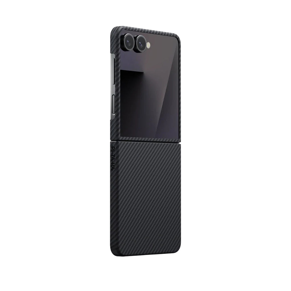 Pitaka Ultra-Slim Classic Serisi Galaxy Z Flip 7 M-safe 600D Aramid Fiber Black-Grey Twill Kılıf Pitaka Ultra-Slim Classic Serisi Galaxy Z Flip 7 M-safe 600D Aramid Fiber Black-Grey Twill Kılıf